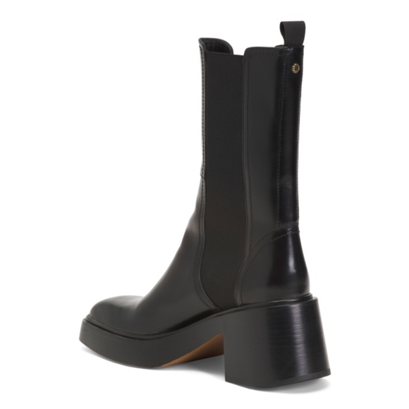 MAJE Leather Square Toe Mid Rise Chelsea Boots - Picture 2 of 3